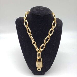 Gold-Plated Necklace with Authentic Louis Vuitton Padlock